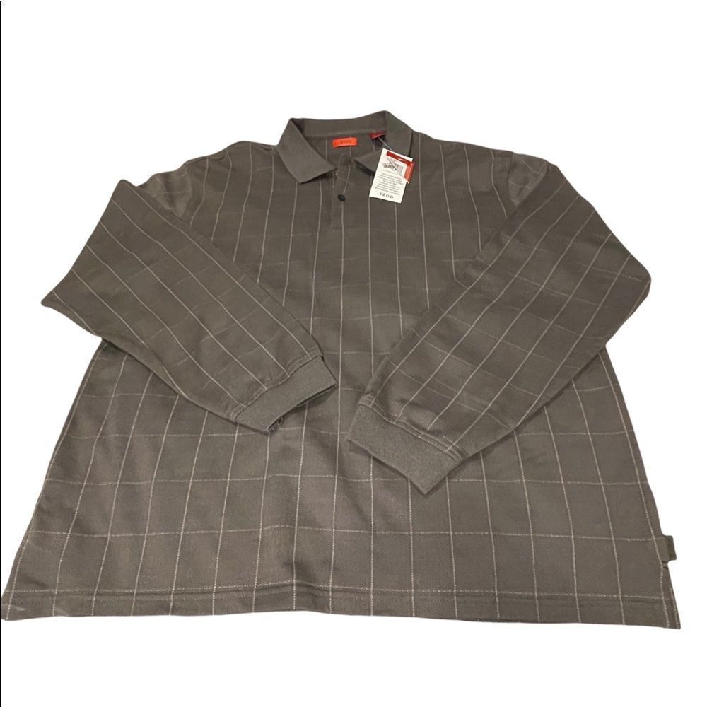 Mens Izod Long Sleeve Polo NWT Gray XXL 2XL